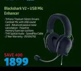 Incredible Connection Razer - Blackshark V2 + USB Mic Enhancer offer