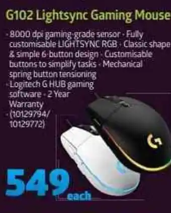 Incredible Connection Logitech - G102 Lightsync Gaming Mouse offer