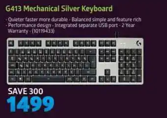 Logitech - G413 Mechanical Silver Keyboard