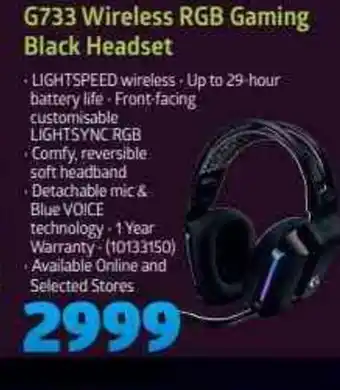 Incredible Connection Logitech - G733 Wireless RGB Gaming Black Headset offer