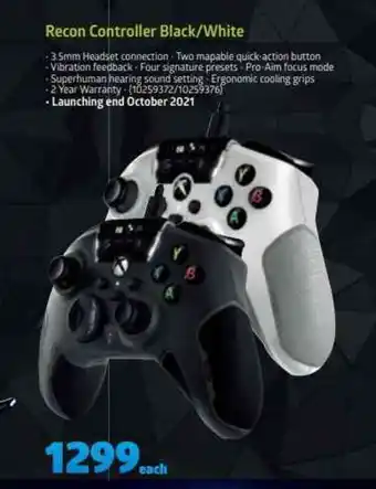 Incredible Connection Recon Controller Black/White offer