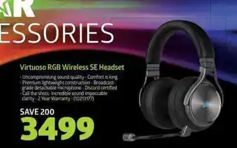 Incredible Connection Corsair - Virtuoso RGB Wireless SE Headset offer