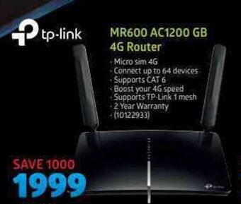 Incredible Connection Tp-Link - MR600 AC1200 GB 4G Router offer