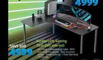 Eureka L01L Gaming Desk (Left side ext)