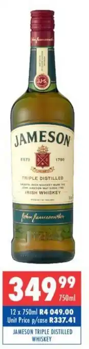 JAMESON TRIPLE DISTILLED WHISKEY