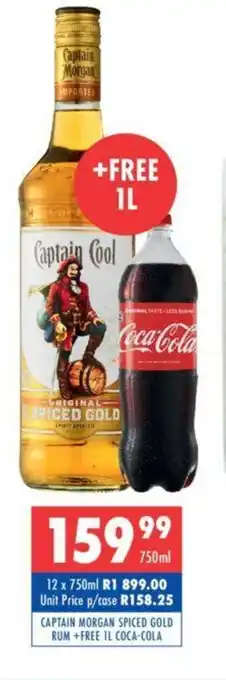 Ultra Liquors CAPTAIN MORGAN SPICED GOLD RUM+FREE IL COCA-COLA offer