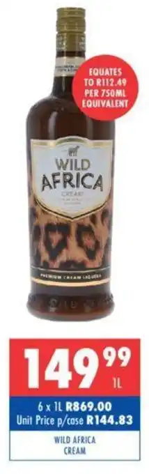 Ultra Liquors WILD AFRICA CREAM offer