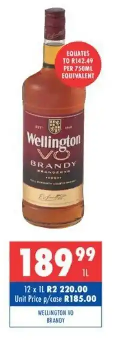 Ultra Liquors WELLINGTON VO BRANDY offer