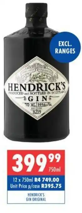 Ultra Liquors HENDRICK'S GIN ORIGINAL offer