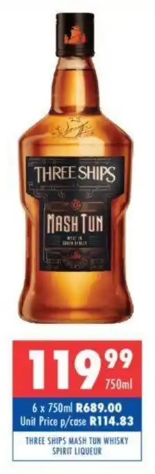 Ultra Liquors THREE SHIPS MASH TUN WHISKY SPIRIT LIQUEUR offer