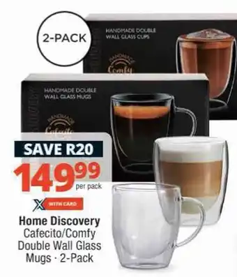 Checkers Hyper Home Discovery Cafecito/Comfy Double Wall Glass Mugs offer