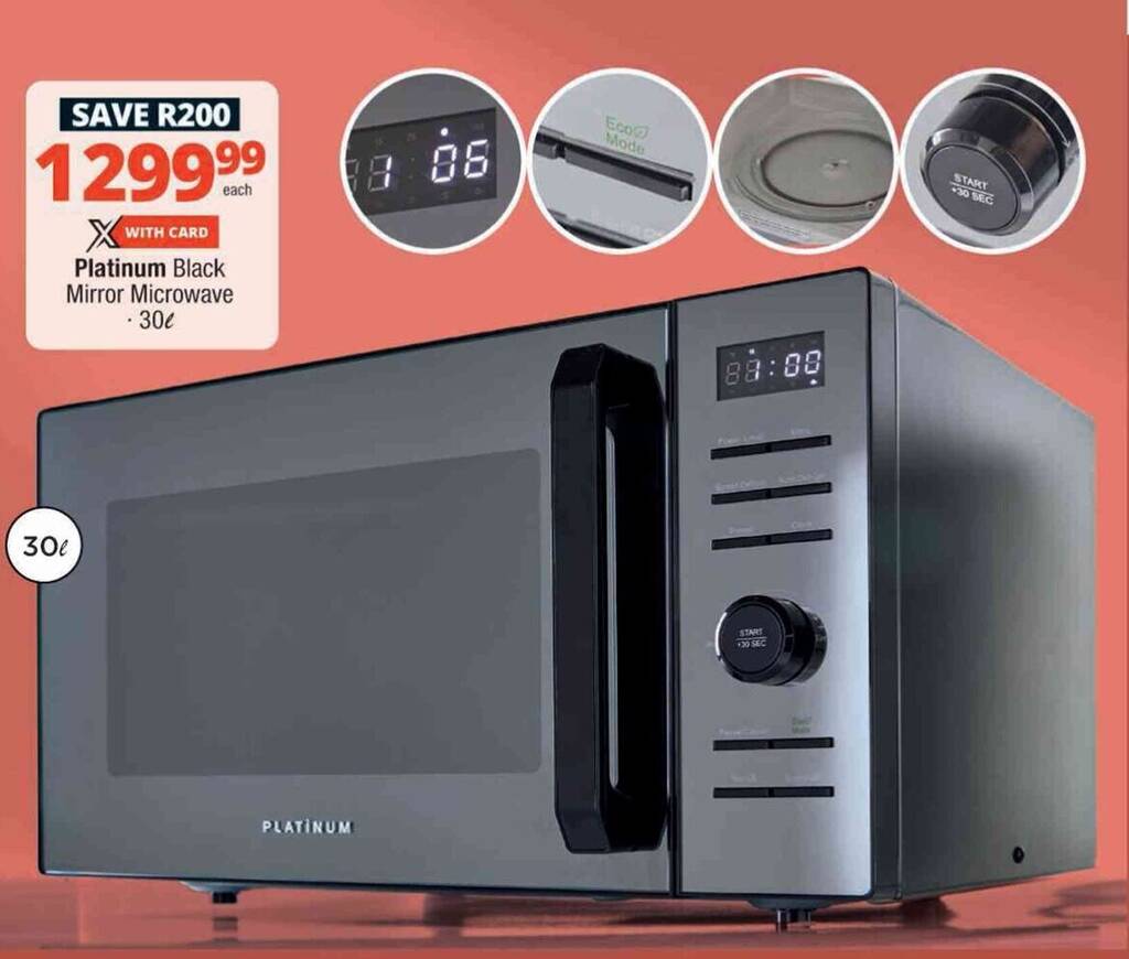 Platinum Black Mirror Microwave offer at Checkers Hyper