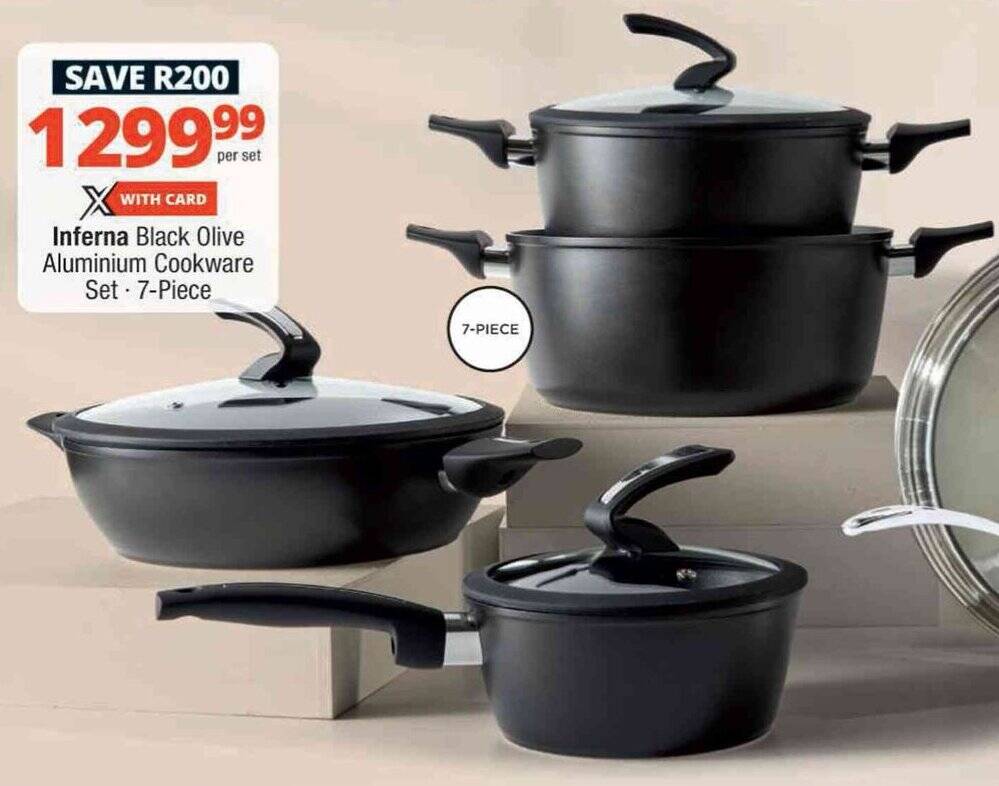 Inferna Black Olive Aluminium Cookware Set offer at Checkers Hyper