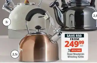 Checkers Hyper Rose/Woodgrain Whistling Kettle offer