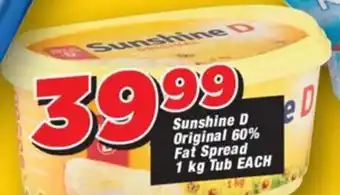 OK Grocer Sunshine D Original 60% Fat Spread 1 kg Tub EACH offer