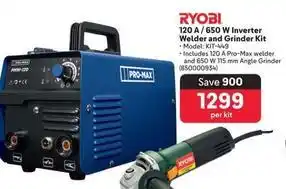 Makro Ryobi - 120 a/650 w inverter welder and grinder kit offer