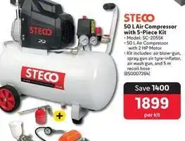 Makro Steco - 50 lair compressor with 5-piece kit offer