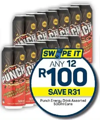 Pick n Pay Hypermarket Punch Energy Drink Assorted 500ml Cans offer