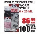 Impilo Yezikelemu Worm Syrup 6x25ml