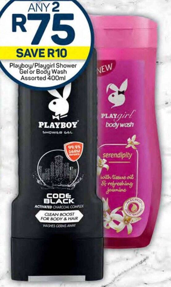 Playboy/Playgirl Shower Gel or Body Wash Assorted 400ml offer at Pick n Pay