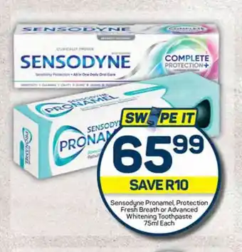 Pick n Pay Sensodyne Pronamel, Protection Fresh Breath or Advanced Whitening Toothpaste 75ml Each offer