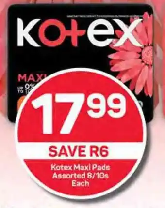 Pick n Pay Kotex Maxi Pads Assorted 8/10s Each offer