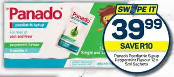 Pick n Pay Panado Paediatric Syrup Peppermint Flavour 12x 5ml Sachets offer