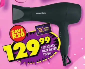 Shoprite ESSENTIALS HAIR DRYER 1200W offer