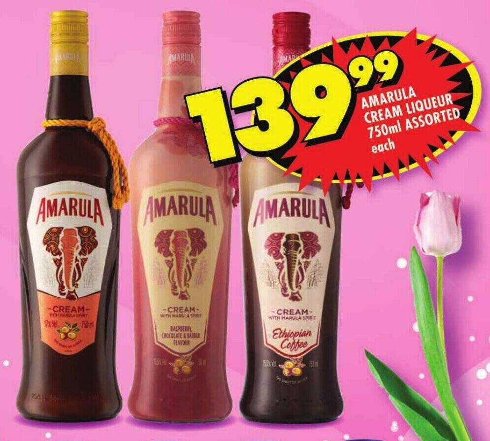 AMARULA CREAM LIQUEUR 750ml ASSORTED each offer at Shoprite