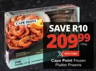 Checkers Cape Point Frozen Platter Prawns offer