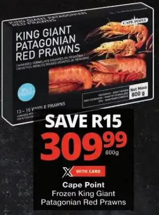 Checkers Cape Point Frozen King Giant Patagonian Red Prawns offer