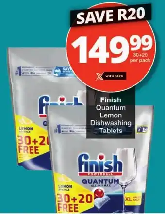 Checkers Finish Quantum Lemon Dishwashing Tablets offer