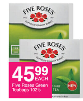 Save Five Roses Green Teabags 102's offer