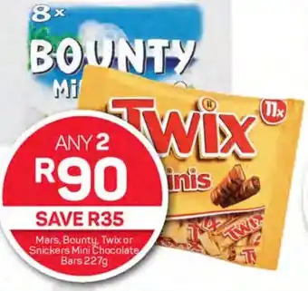 Pick n Pay Hypermarket Mars, Bounty, Twix.or Snickers Mini Chocolate Bars 227g offer