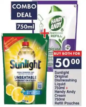 President Hyper Sunlight Original Dishwashing Liquid 750ml + Handy Andy Cream 750ml Refill Pouches offer