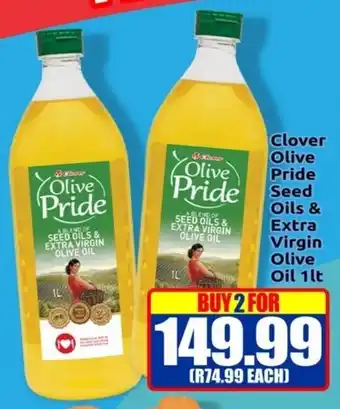 Three Star Cash and Carry Clover Olive Pride Seed Oils & Extra Virgin Olive Oil 1lt offer