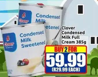 Three Star Cash and Carry Clover Condensed Milk Full Cream 385g offer