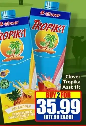 Three Star Cash and Carry Clover Tropika Asst 1lt offer