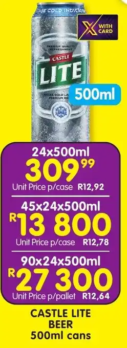 Shoprite Liquor CASTLE LITE BEER 500ml cans offer