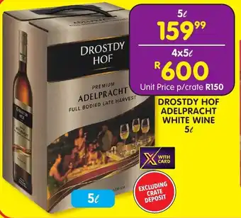 Shoprite Liquor DROSTDY HOF ADELPRACHT WHITE WINE 5L offer