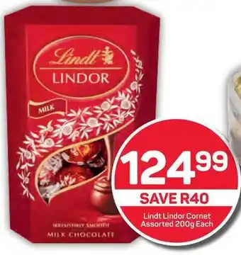 Pick n Pay Lindt Lindor Cornet Assorted 200g Each offer