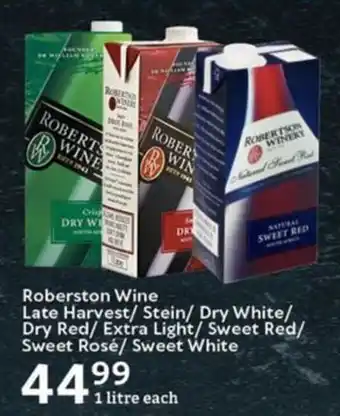 Oxford Freshmarket Roberston Wine Late Harvest/Stein/ Dry White/ Dry Red/ Extra Light/ Sweet Red/ Sweet Rosé/ Sweet White offer