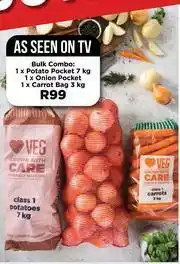 Food Lover's Market 1 x Potato Pocket 7kg, 1 x Onion Pocket, 1 x Carrot Bag 3kg-Per Bulk Combo offer