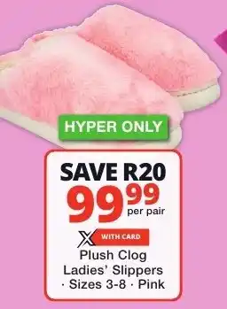 Checkers Plush Clog Ladies' Slippers Sizes 3-8 Pink offer