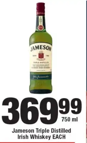 OK Liquor Jameson Triple Distilled Irish Whiskey EACH offer