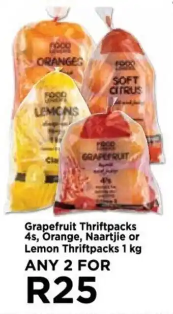 Food Lover's Market Grapefruit Thriftpacks 4s, Orange, Naartjie or Lemon Thriftpacks 1 kg offer