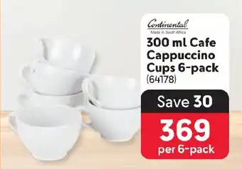 Makro Continental 300 ml Cafe Cappuccino Cups 6-pack offer