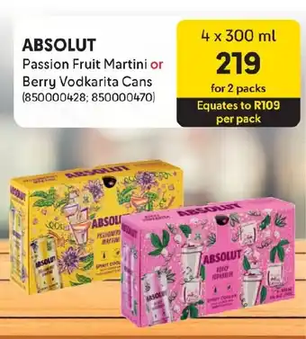 Makro ABSOLUT Passion Fruit Martini or Berry Vodkarita Cans offer