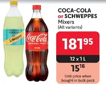 Makro COCA-COLA or SCHWEPPES Mixers offer