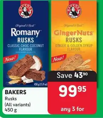 Makro BAKERS Rusks (All variants) 450g offer